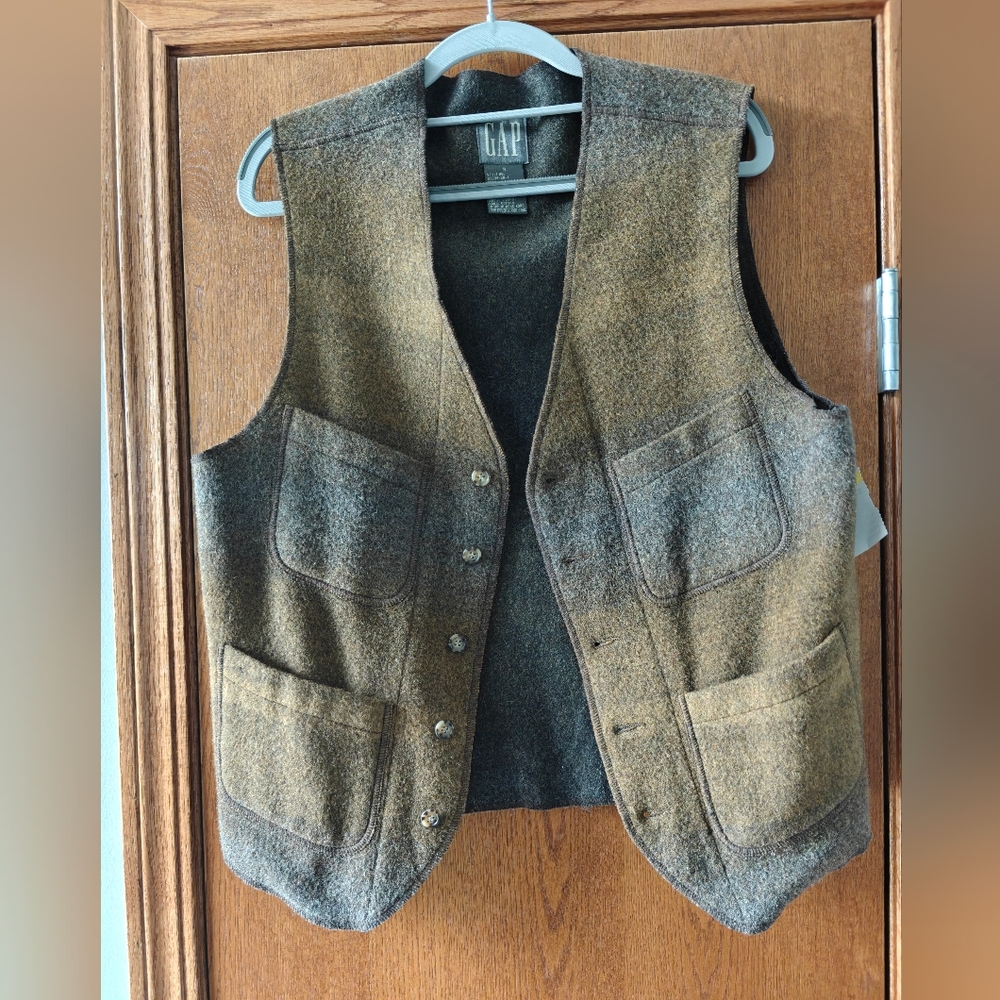 GAP Rare Vintage 90s Y2K Recycled Wool Southwest Gradient Stripe Vest